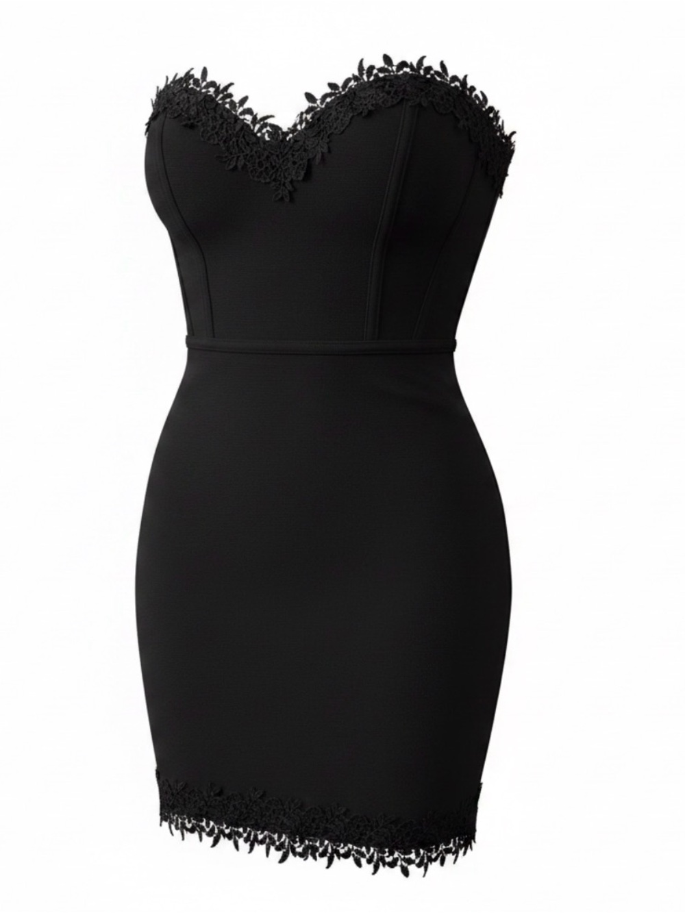 Forever 21 Black Lace-Trim Strapless Bodycon Dress
